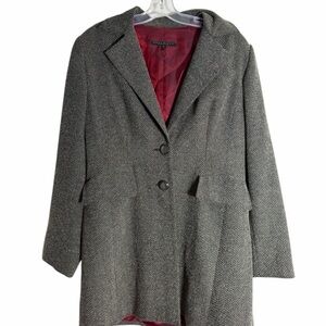 Ross Mayer Designer Elegant Gray Herringbone Blazer - Office Chic - Size 12